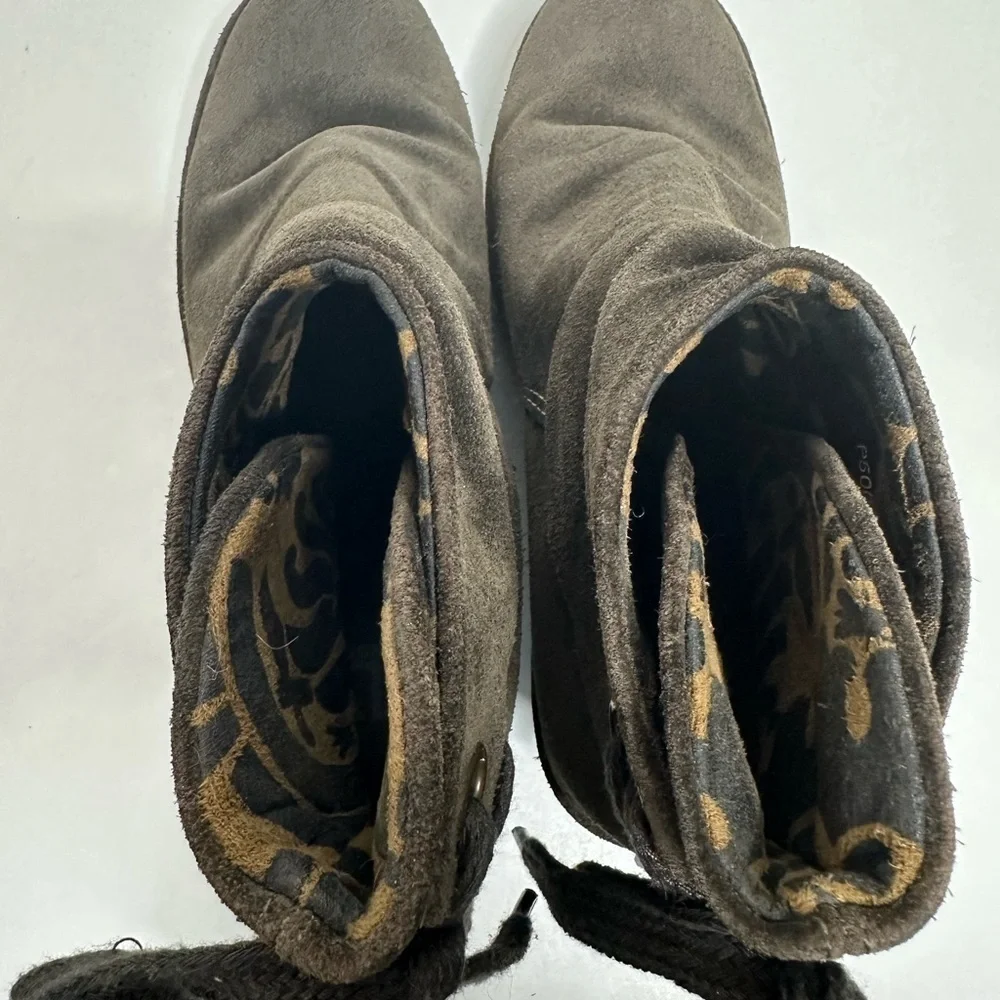 Fly London Suede Yama Booties in Diesel Size 8